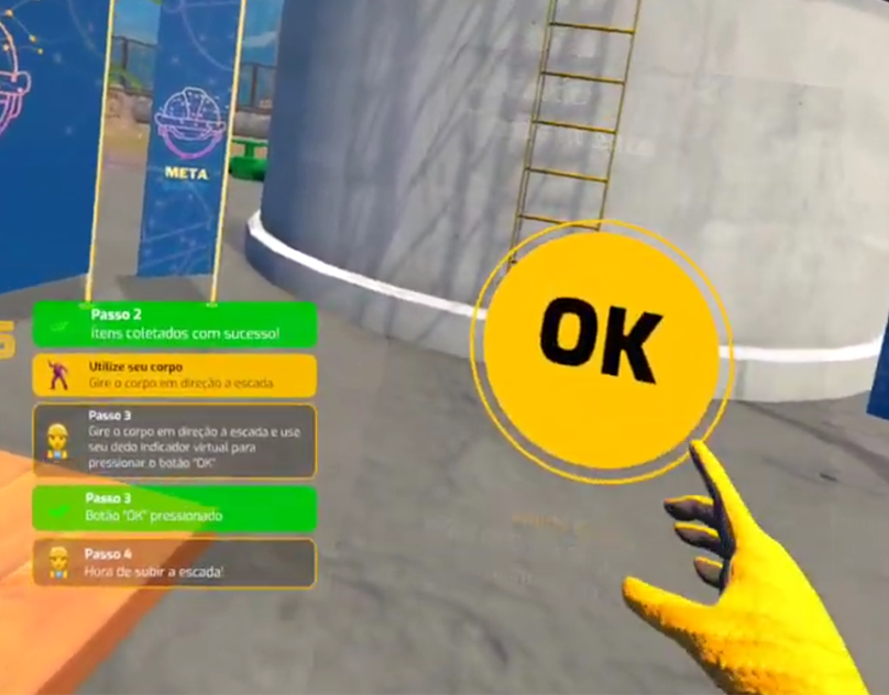 Etapa de treinamento de trabalho em altura na experiência Meta Safety